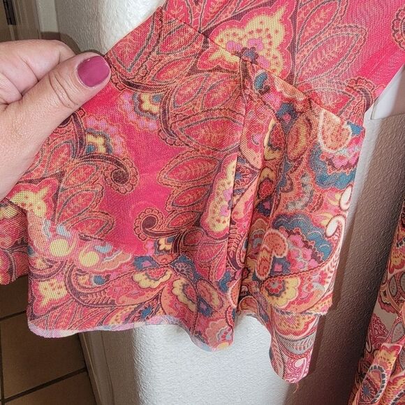 Allison Brittney retro ruffle bell sleeve dress size Medium - Picture 4 of 8